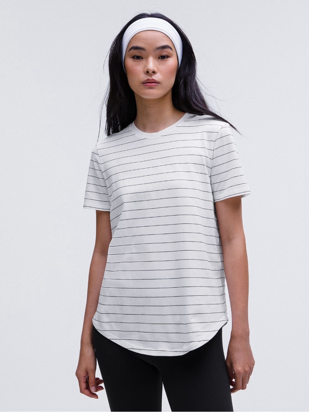 Lululemon Love Crewneck T-shirt in Short Serve Stripe White Black